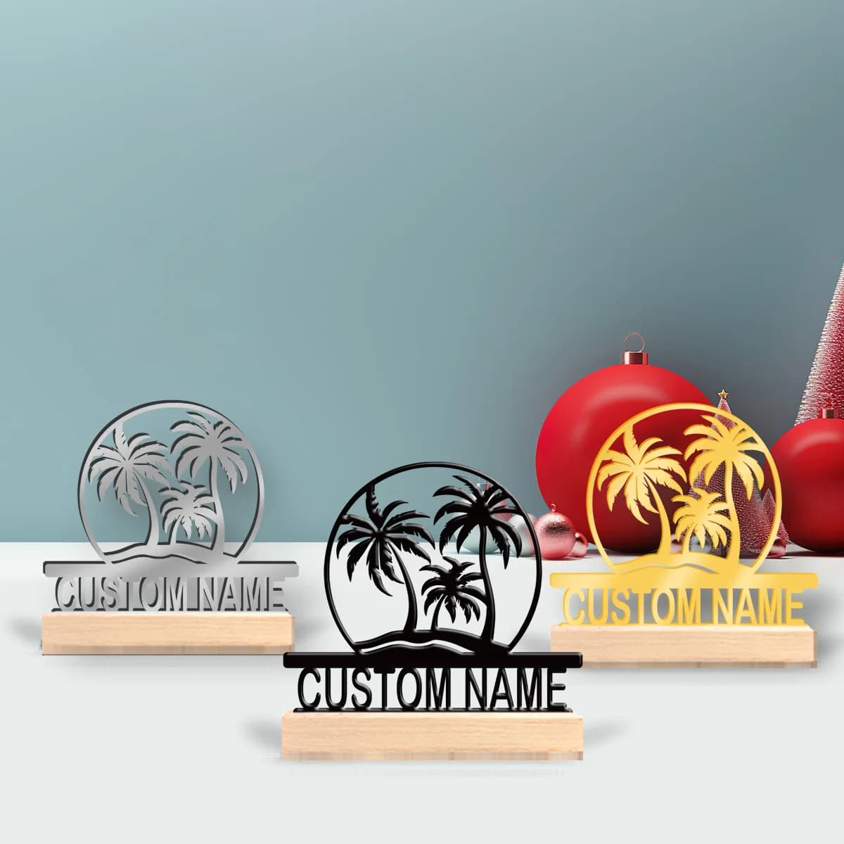 1pc Metal Desktop Decoration Custom Name Equipped with A Wooden Base New Home Gift for Friends,Decorative Ornaments