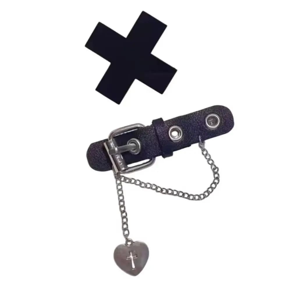 Buckle for cross-haired leather, with leather buckle, for feminine fringe, handmade in leather