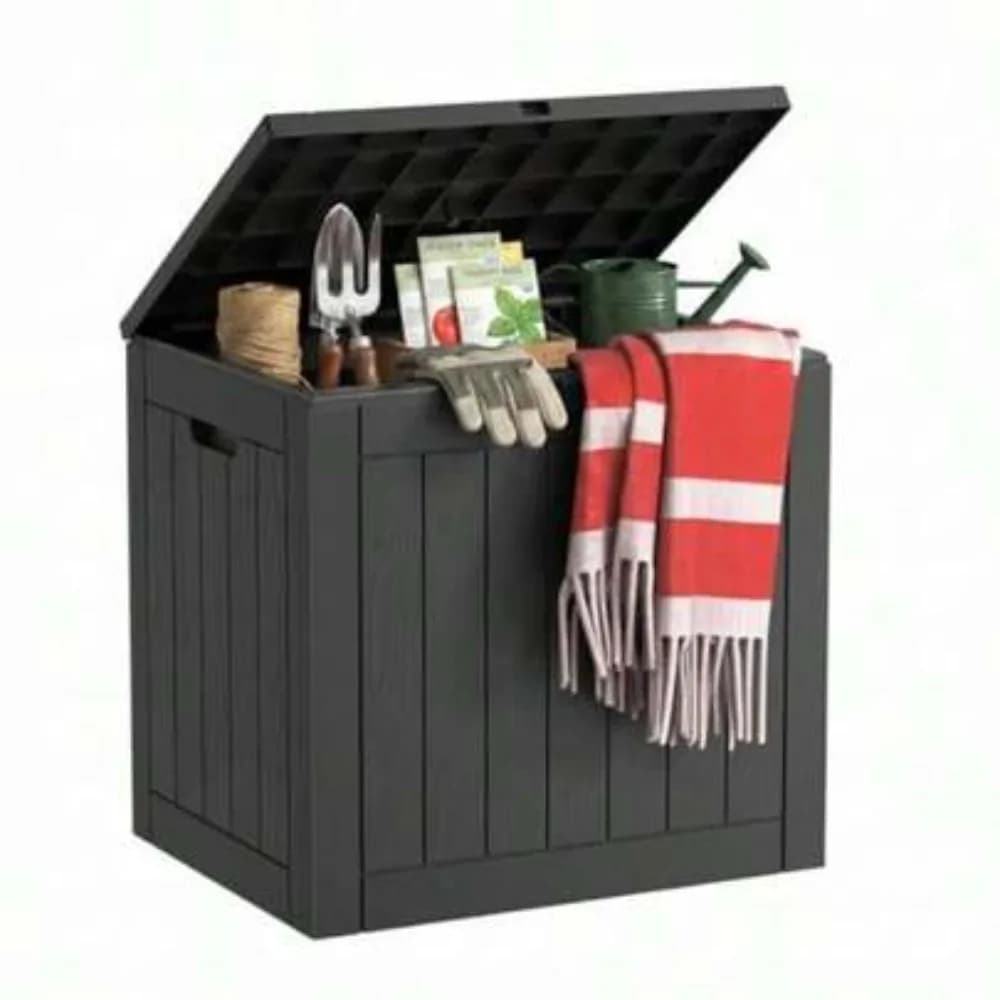 Outdoor Storage Box Resin Waterproof Deck Box Patio Furniture Cushion Container Lockable UV Resistant Package Delivery Bin Garden Tool Organizer 100 Gallon Large Capacity for Porch Backyard Balcony