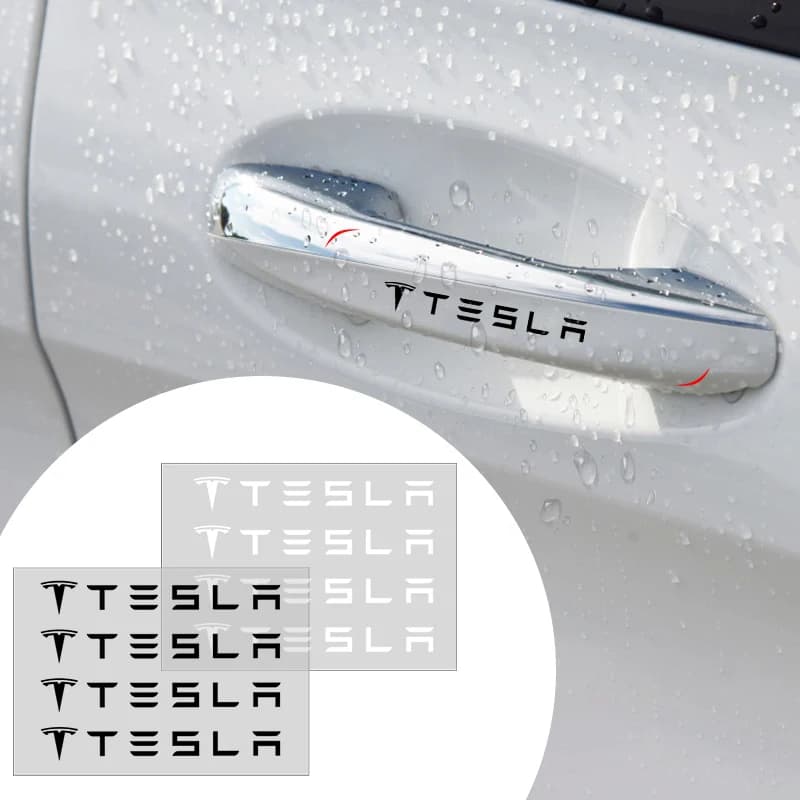 4Pcs Car Door Handle Stickers Tire Rear View Mirror Decals for Tesla Model 3 TM3 TMX Decal Model X S 2016-2020 Decals Model 3 Y