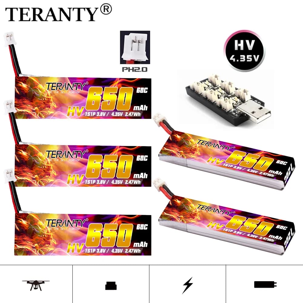 1/3/5/10PCS TREANTY 1S 4.35V HV Lipo Batteria 3.8V 650mAh 60C/120C Per Emax Tinyhawk King Kong Ldarc TINY7 Drone PH2.0 Spina