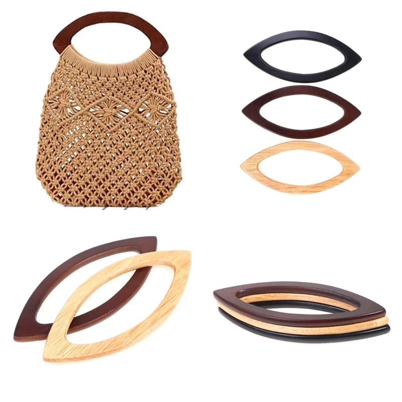 Muslimex 1 pz borsa in legno massello manico a forma di occhio 20cm cucito all'uncinetto borsa di ricambio cinghie borsa in maglia borsa fai da te portafoglio accessori