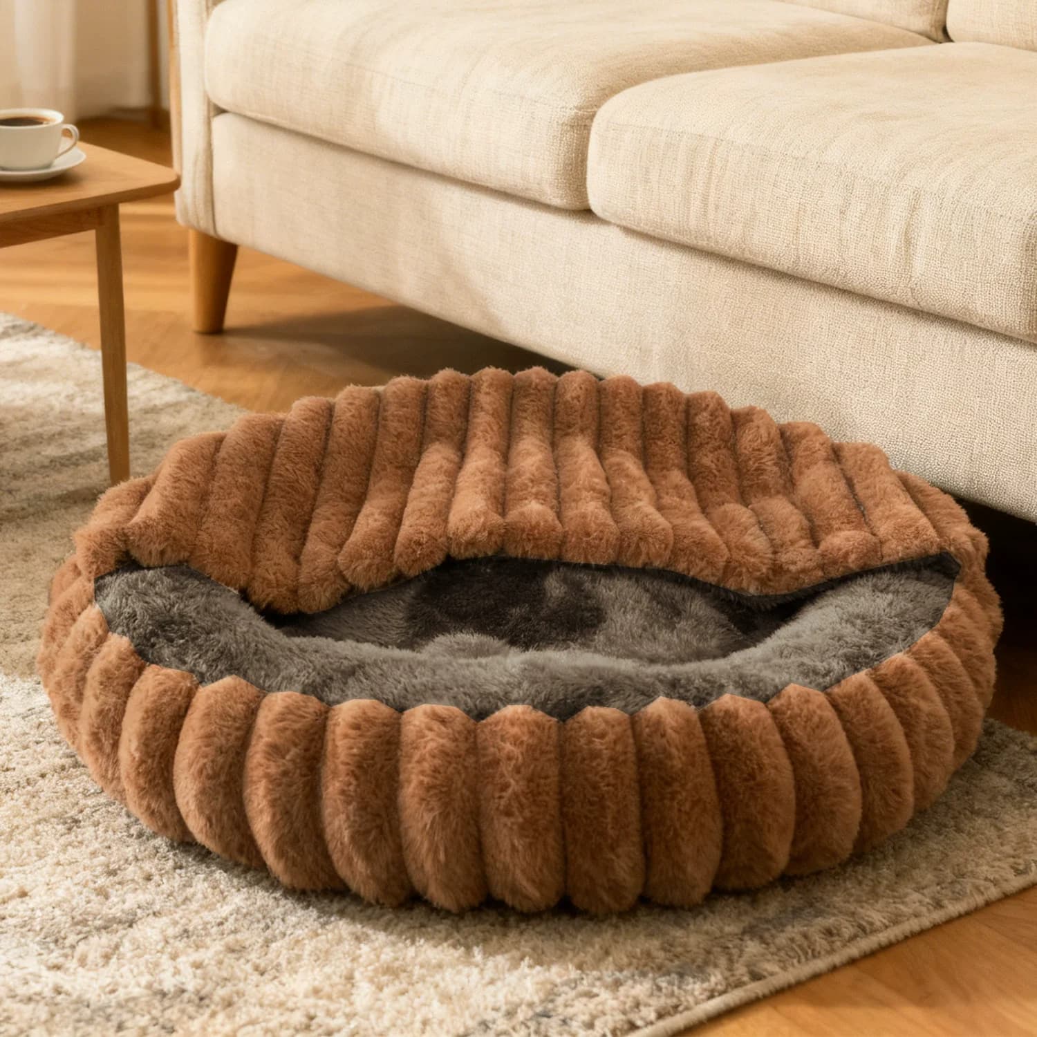 Letto per cani rotondo in peluche caldo super grande Cestino invernale per gatti Divano per animali lavabile per cani e gatti di taglia piccola, media e grande
