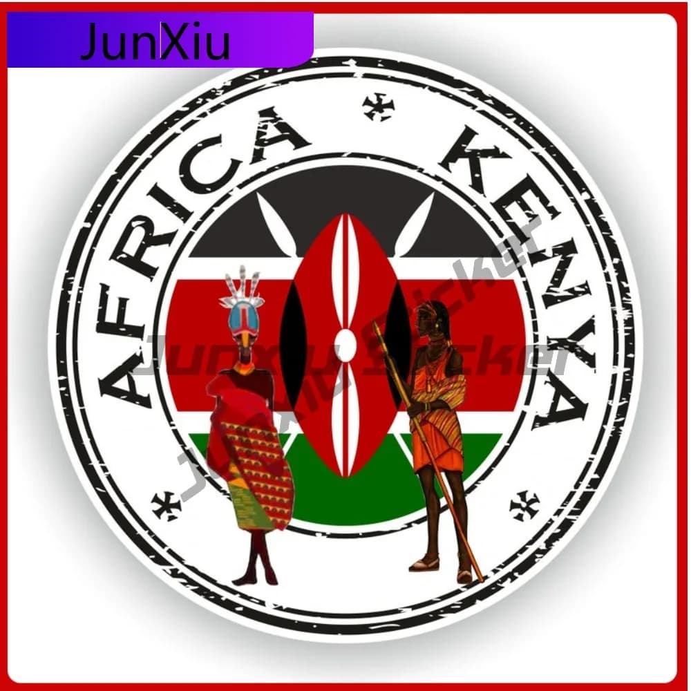 Kenya Seal Bandiera rotonda Elegante accento esterno del veicolo adatto per superfici del casco da bicicletta per moto con emblema nazionale