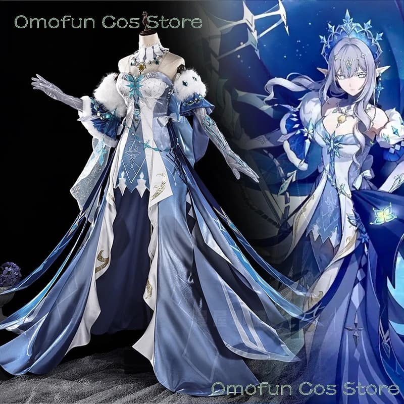 Genshin Impact Tsaritsa Cosplay Costume Wig Anastasya Feodorovna Snezhnaya Game Roleplay Women Queen Hair Heat Resistant