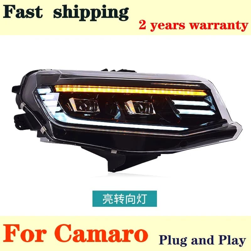Lampada frontale a LED per Chevrolet Camaro 2016-2020 Faro Camaro DRL Indicatori di direzione Abbaglianti Angel Eye Proiettore Lente Luci frontali