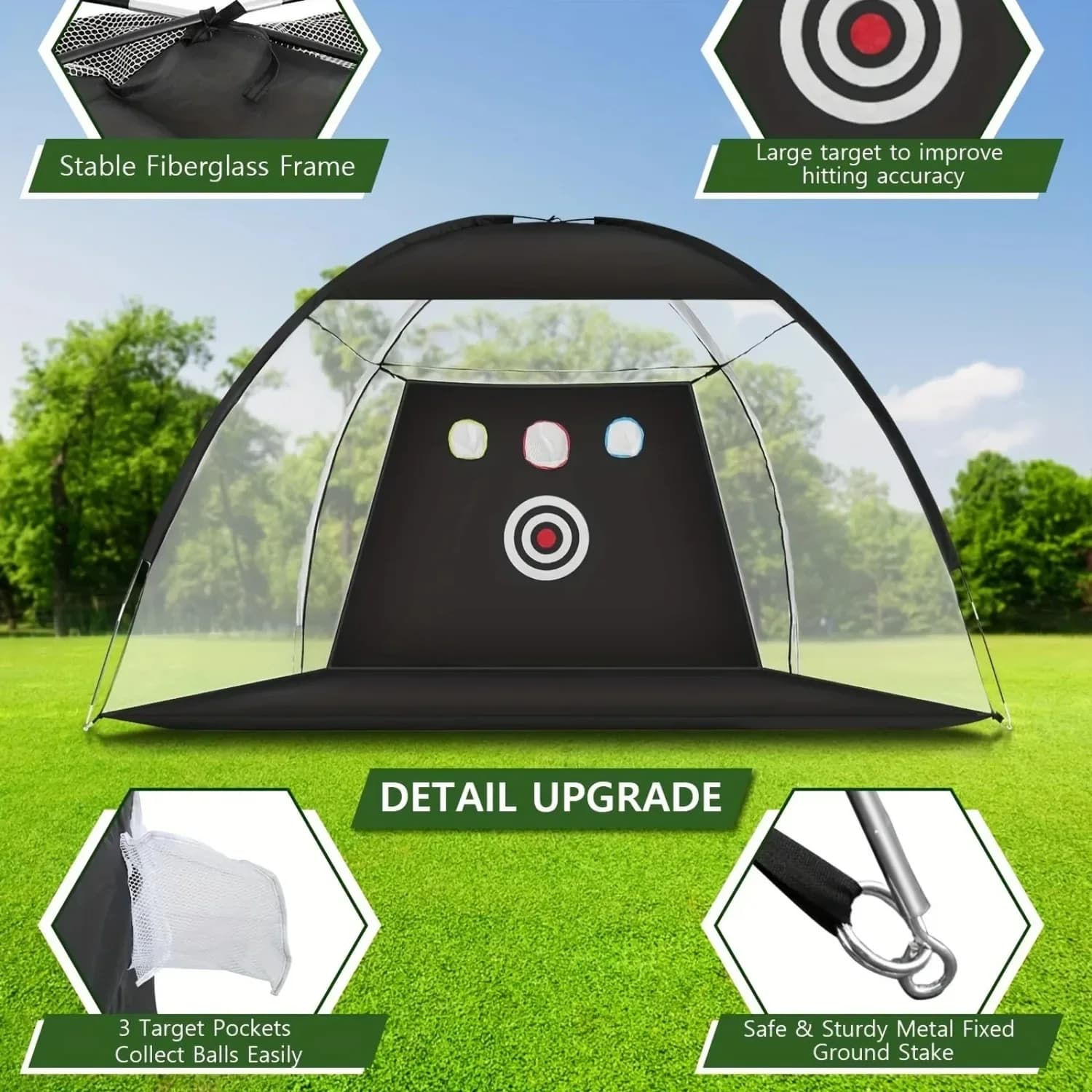 Rete da allenamento per la guida in cortile Schiacciare l'allenamento dell'oscillazione domestica con bersaglio/1 tappetino da golf/5 palline da golf/1 maglietta da golf/borsa