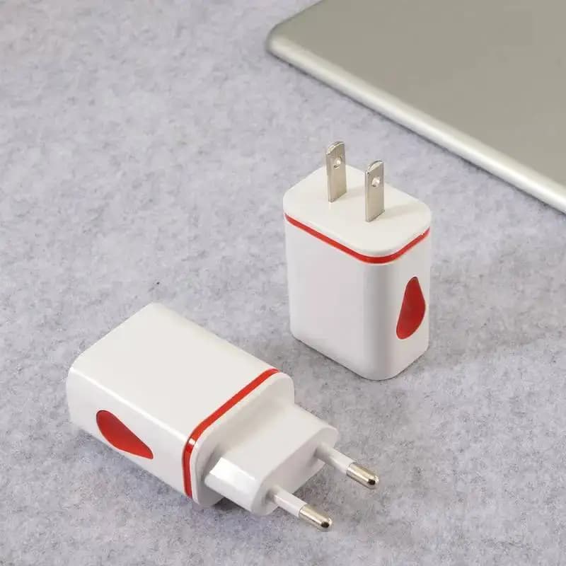 Adattatore per caricabatterie da muro USB per Samsung Xiaomi Dual Port uscita 2A alimentatore da viaggio fonte DC illumina EU/US per telefono