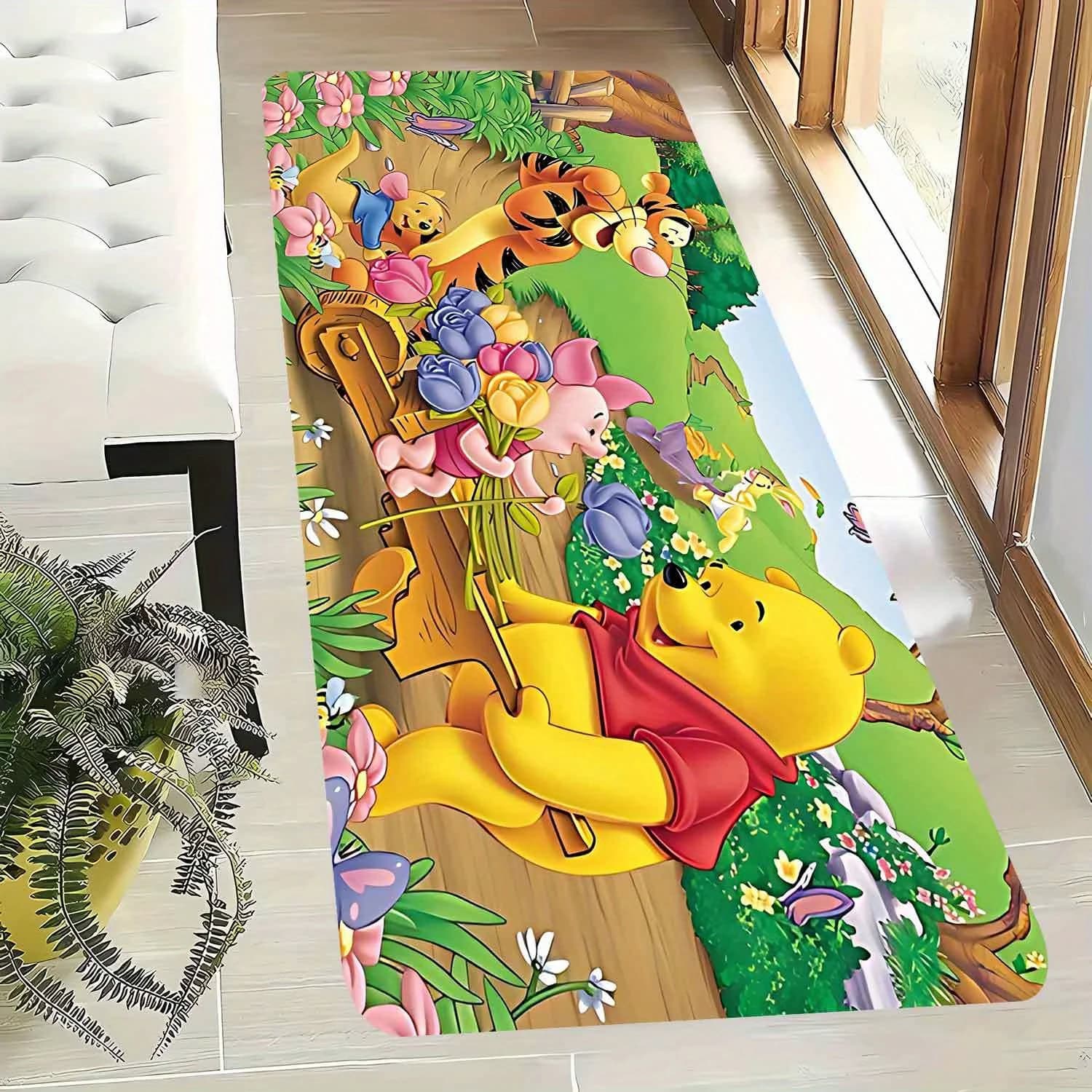 1 tappetino di benvenuto Winnie-the-Pooh - Tappetino antiscivolo per bagno con design Tigger e Piglet | Poliester resistente, facile da pulire