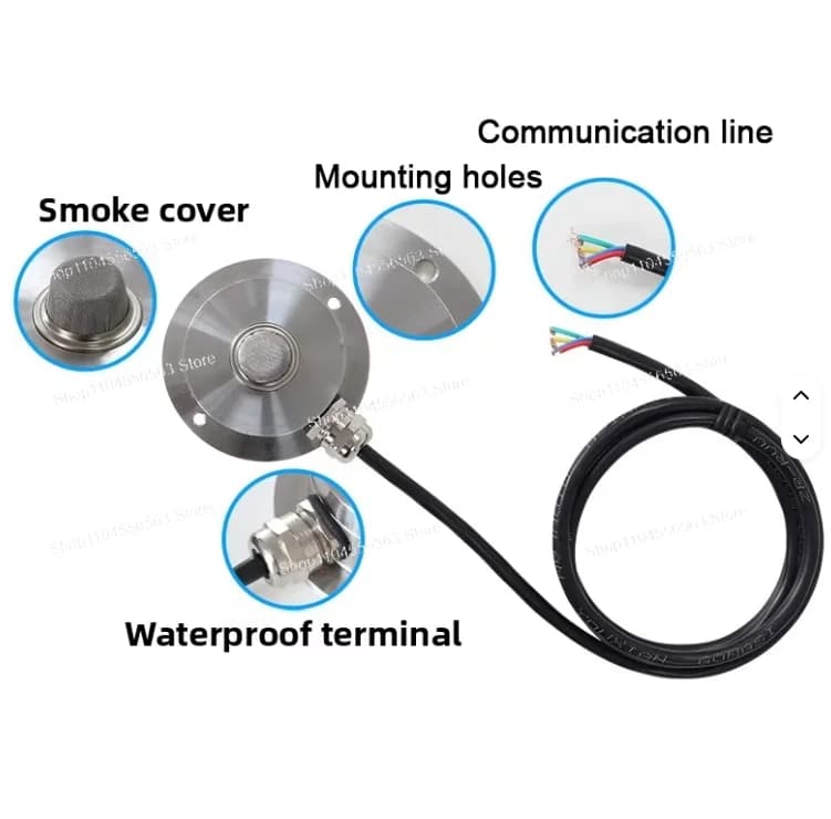Sensore di fumo industriale in acciaio inossidabile RS485 Rilevatore di fumi di allarme con interruttore a induzione DC6~24V