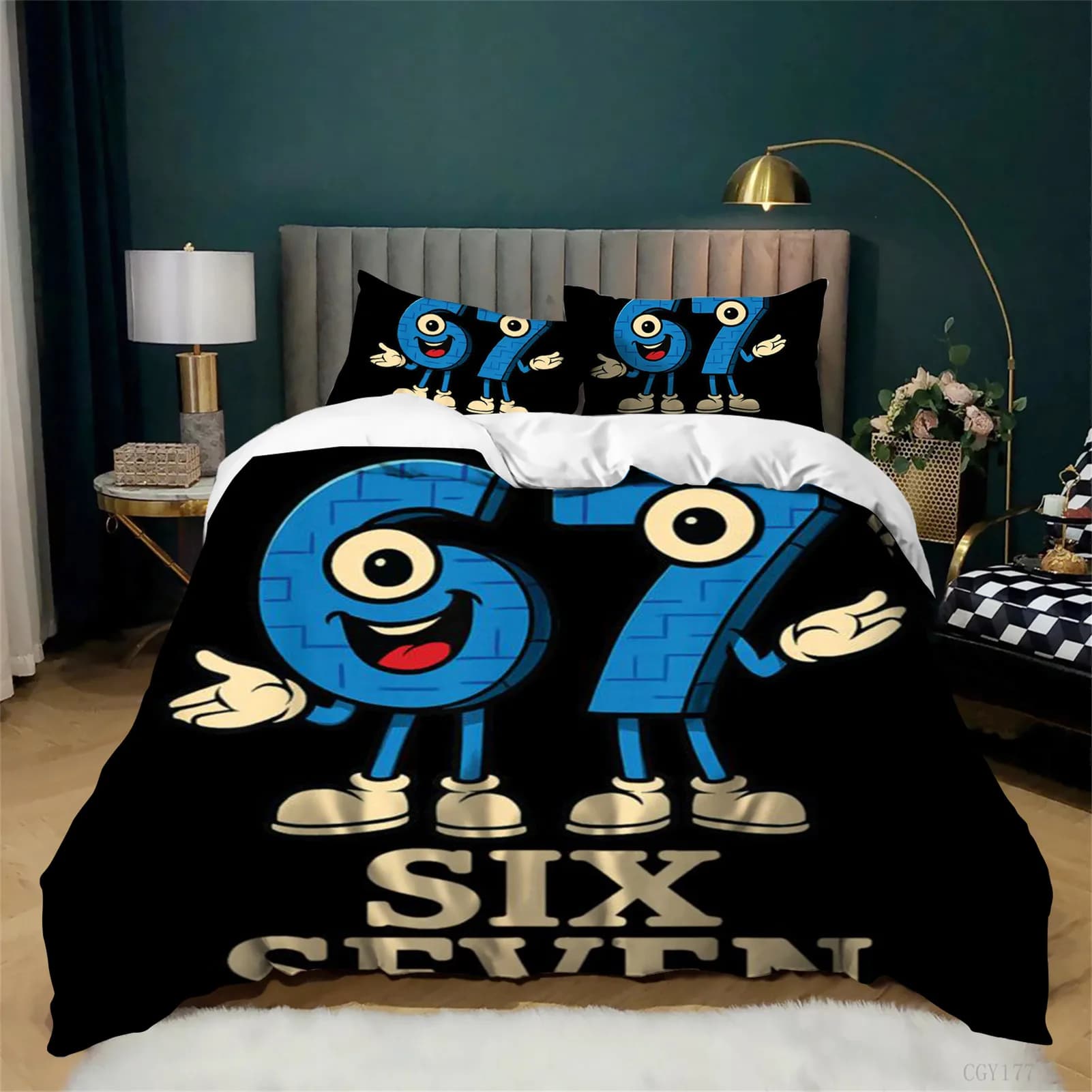 Set di Biancheria da Letto 67 Ste-al a Brainrot, Set Copripiumino Ultra Morbido e Leggero, Traspirante, con Cerniera