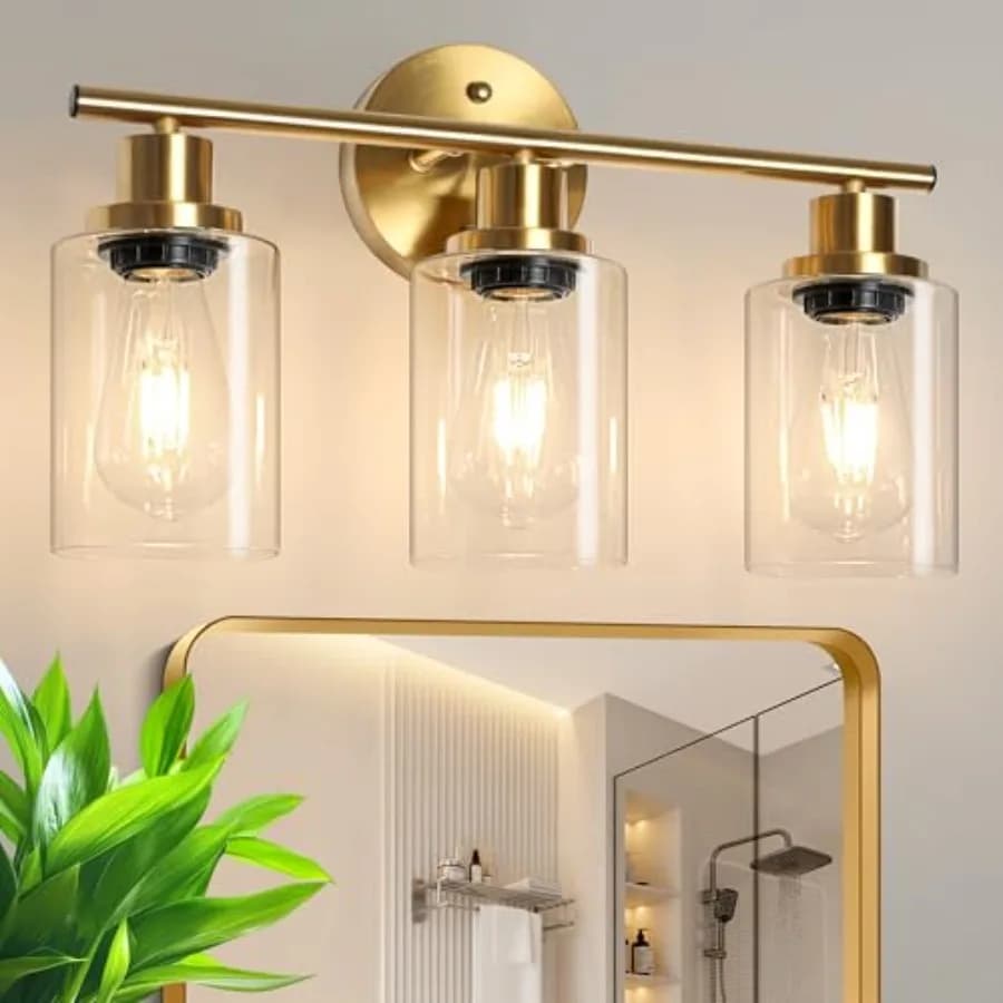 Lampade Moderne per Bagno, Applique da Parete con Vetro Trasparente per Bagno, Specchio, Soggiorno, Camera da Letto, Corridoio, E26 B