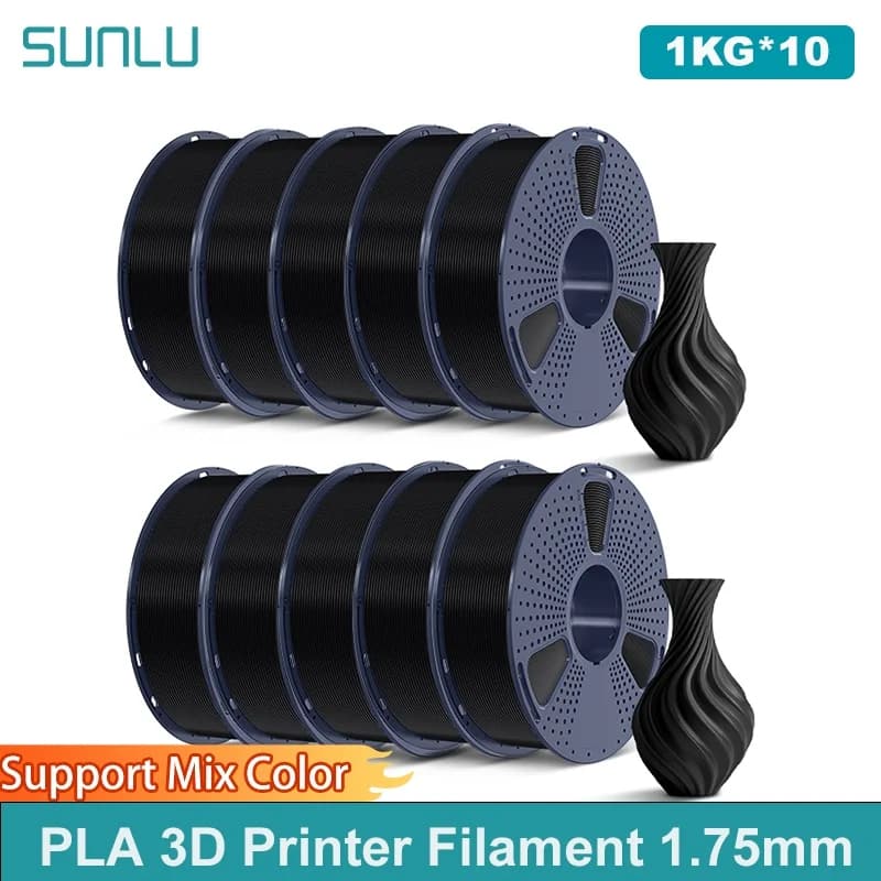 10 kg PLA 3D Printer Filament 3D Printing Filament Fully Wrapped by 1,75 mm Suitable for most FDM 3D Printers, 1 kg coil (2.2 pounds)
