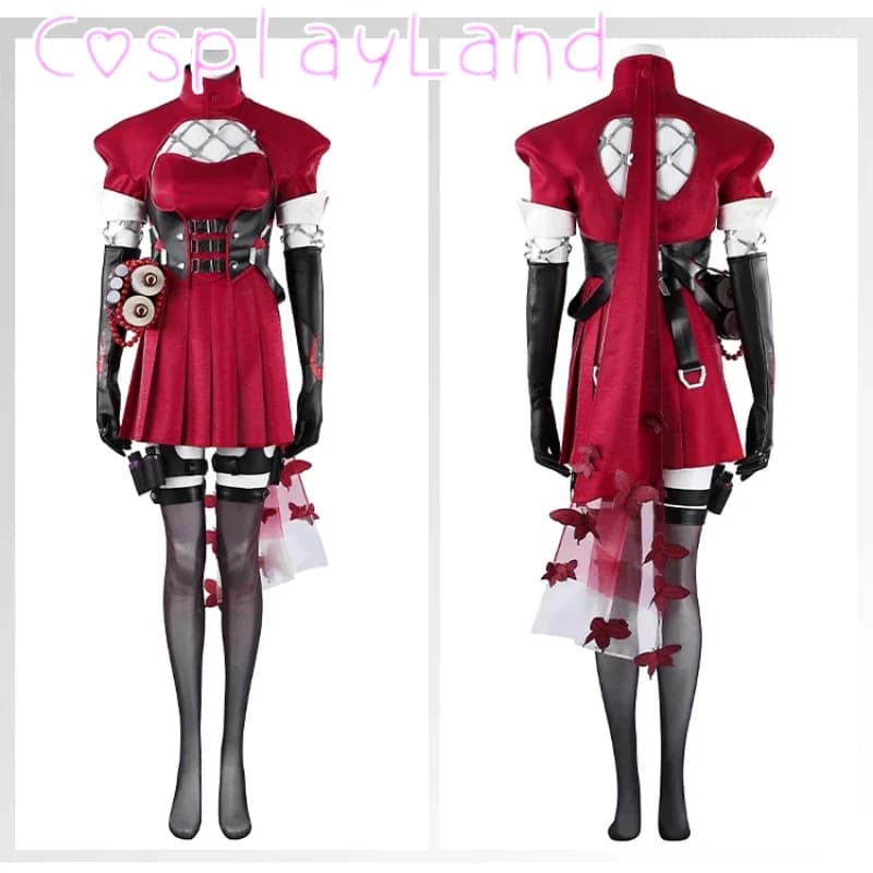 Blood Kariudo Psylocke Cosplay Red Dress New Game Rivals Costume Hat Accessories Full Set Halloween Comic Con Role Play Outfit