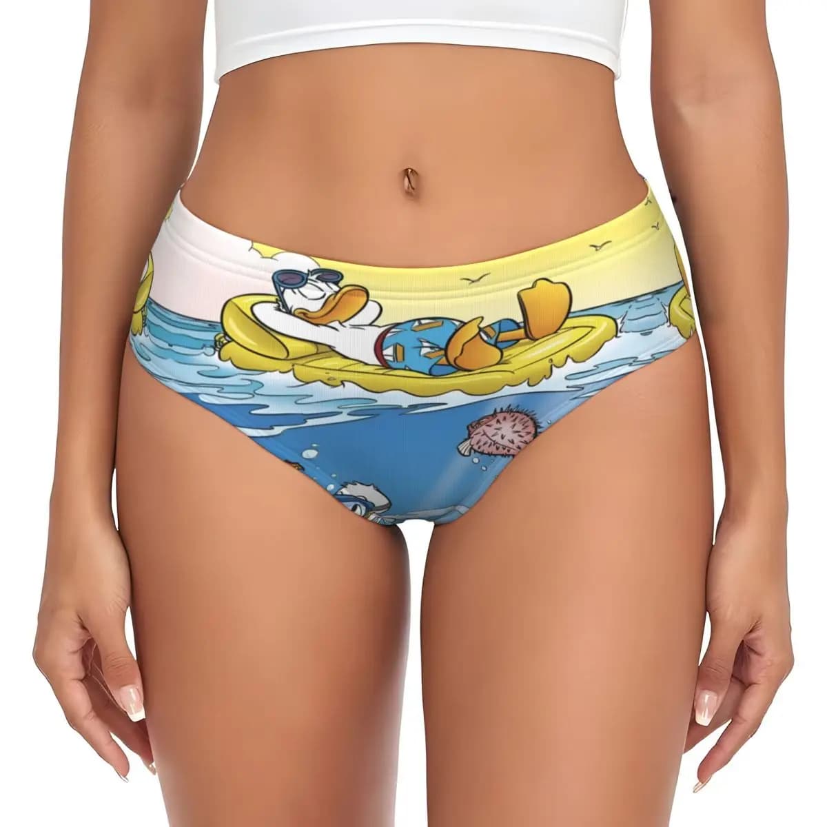 Slip da Donna Personalizzati con Stampa Donald Duck, Mutandine Traspiranti per il Tempo Libero Estivo