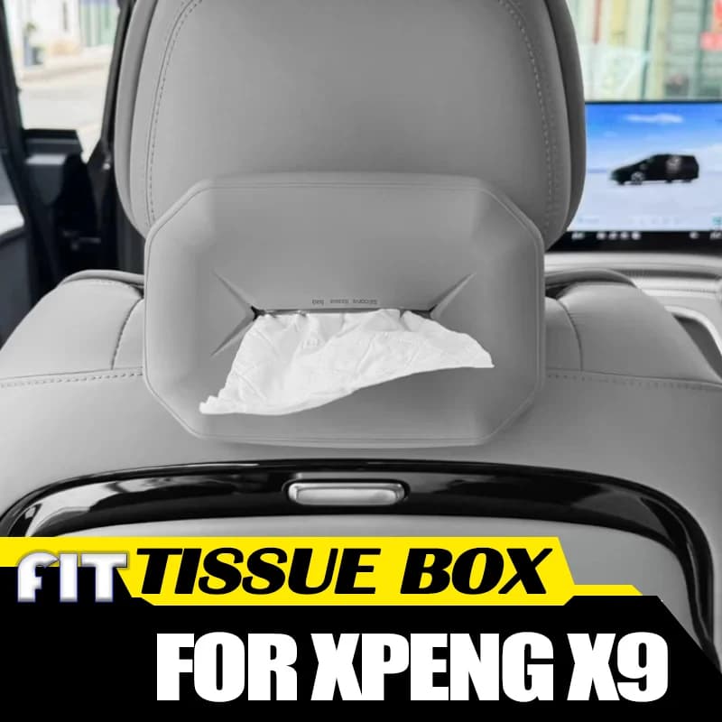 Scatola del fazzoletti per auto adatta per Xpeng X9 2024 2025 copertura posteriore del seggiolino auto modificata scatola di carta appesa accessori interni per automobili