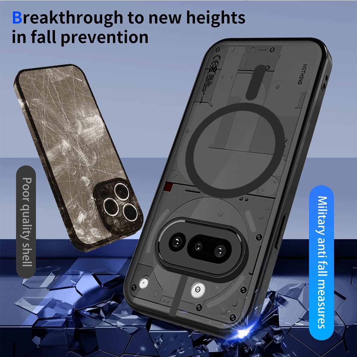 Custodia Nothing Phone 3A A059 effetto pelle per Magsafe, cover posteriore in silicone rigido opaco per Nothing Phone 3A Phone3A
