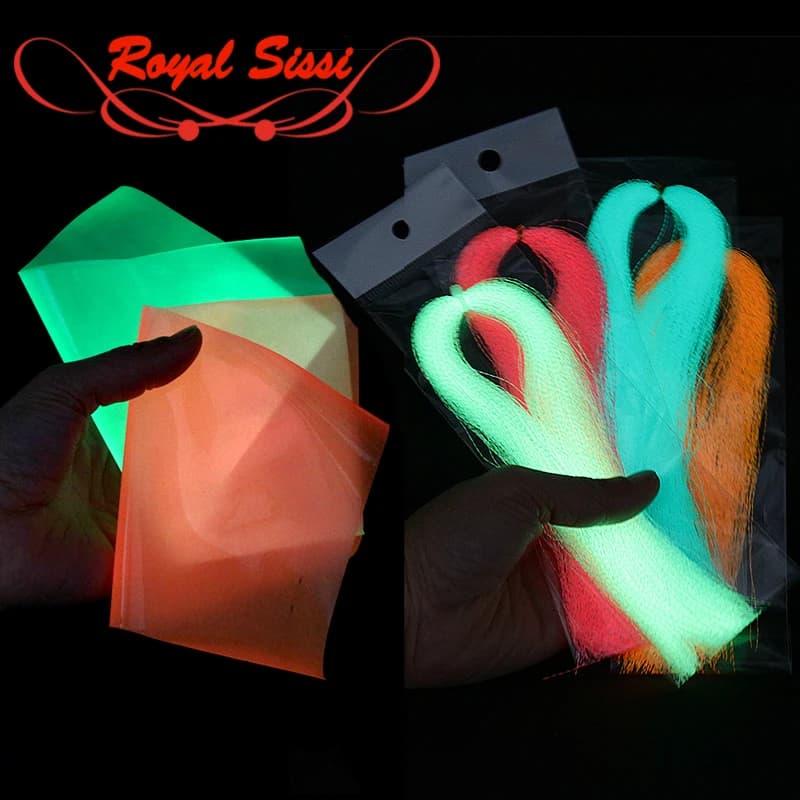 3 pz/lotto Glow in the dark pelle sottile e torcido flashabou olografico orpelli luminosi di cristallo Flash fili per Jig gancio richiamo che fa