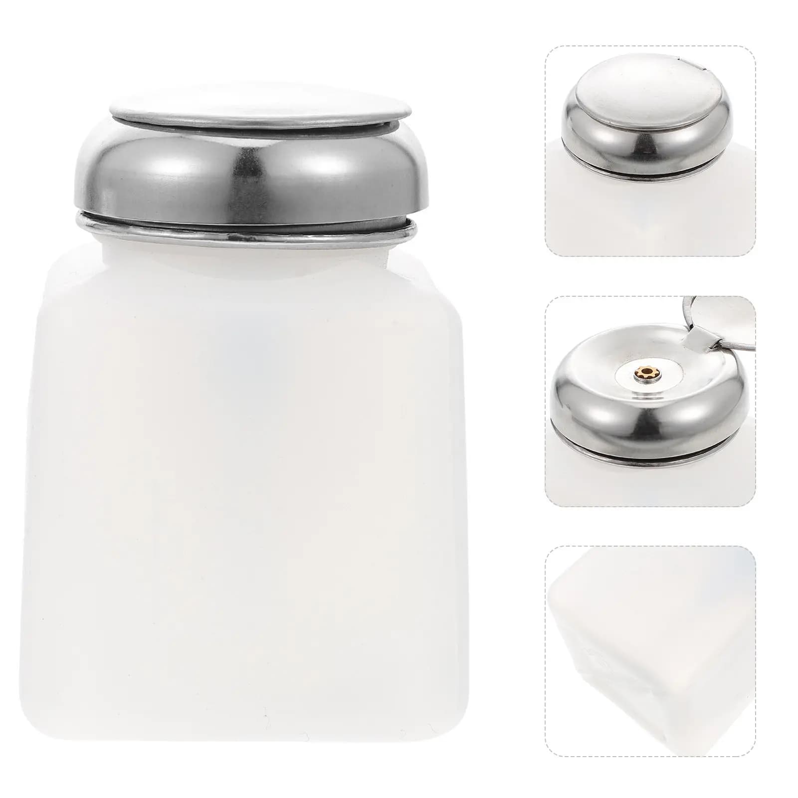 2 flaconi da 200 ml in acciaio inossidabile antistatico con pompa dosatrice per alcol isopropilico, pulizia, nail art e trucco