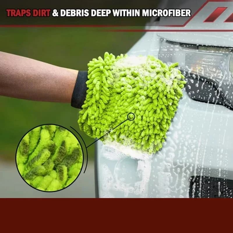 Set of 2 Microfiber Cleaning Gloves - No Graffi and No Pelucchi, High Quality, Green 2026