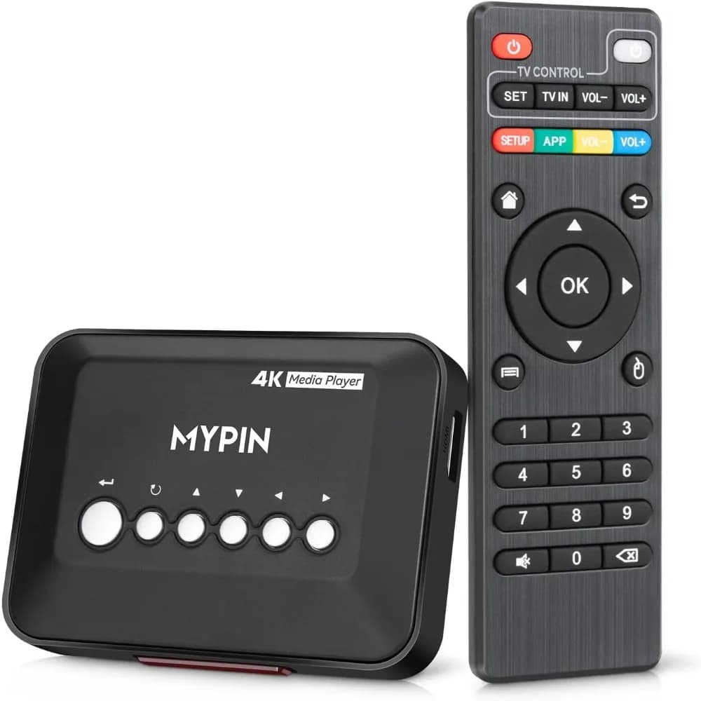 4K 30Hz HDMI Media Player Supports 14TB HDD/512GB USB/SD Card Playback with Remote Control