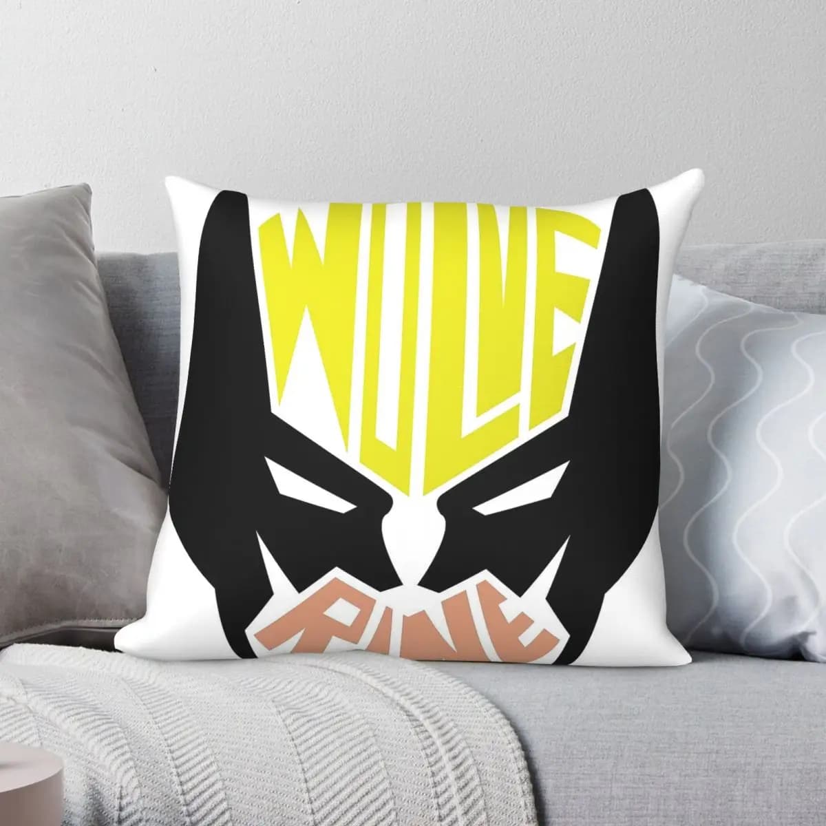 The X Files Wolverine Caligram Square Pillowcase Polyester Linen Velvet Pattern Zip Decor Sofa Cushion Cover