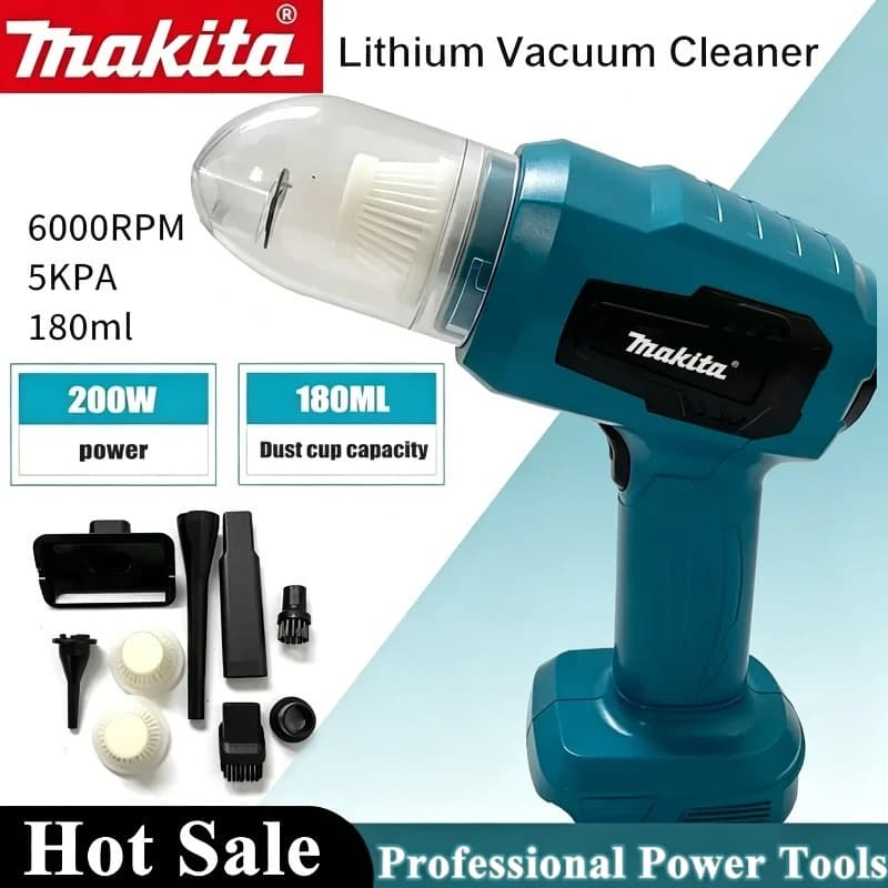 Aspirapolvere Portatile Multifunzione Makita 18V Senza Fili, Ricaricabile, per Auto e Raccolta Polvere, Compatibile con Batteria Makita 18V