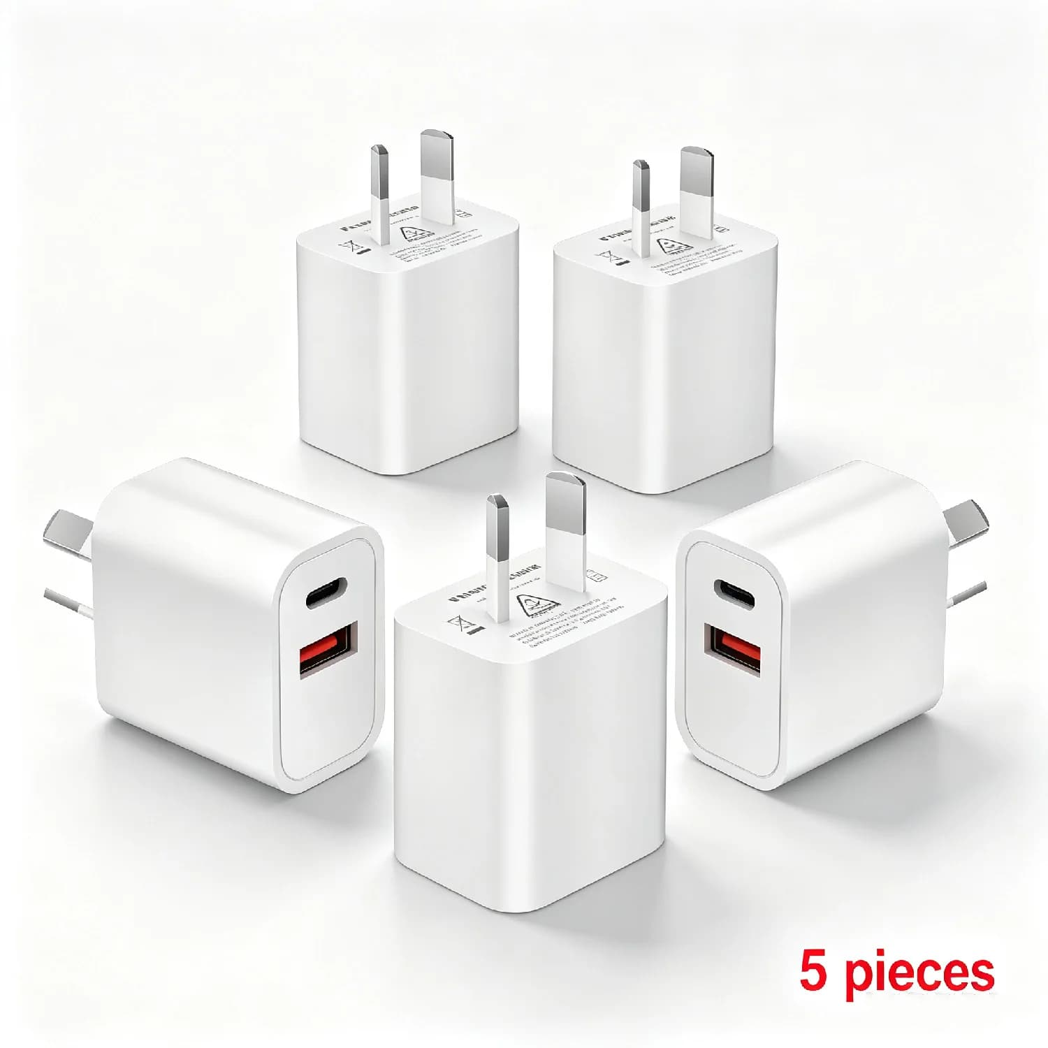 AU Type I Plug 20W Fast Charger USB A + USB C PD Power Adapter Dual Output Travel Wall Charger