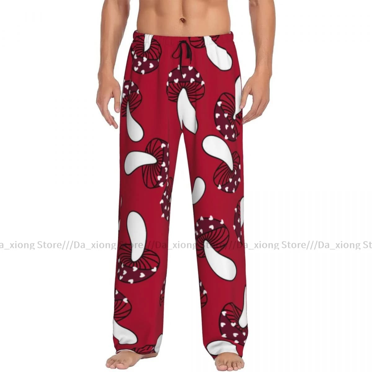 Men's Casual Pajama Sleeping Pants Cartoon Autumn Harvest Mushrooms Lounge Loose Trousers Comfortable Nightwear