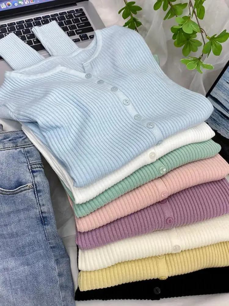 zjaiss 2026 New V-Neck Temperament Small Fragrant Wind Women Loose Sweater Sweater All Sweater Coat Special Offer Cardigan