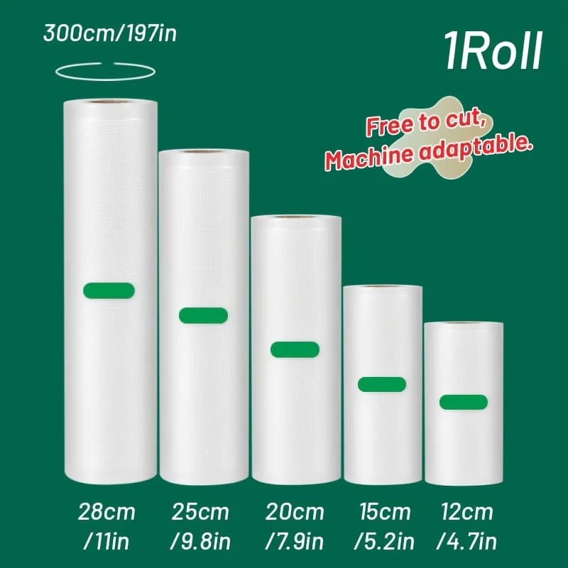Sacchetti sottovuoto da 3 m/rotolo: durevoli, senza BPA, resistenti allo strappo, dal taglio facile. Ideale per sous vide, preparazione dei pasti, ripostiglio di manzo e cucina