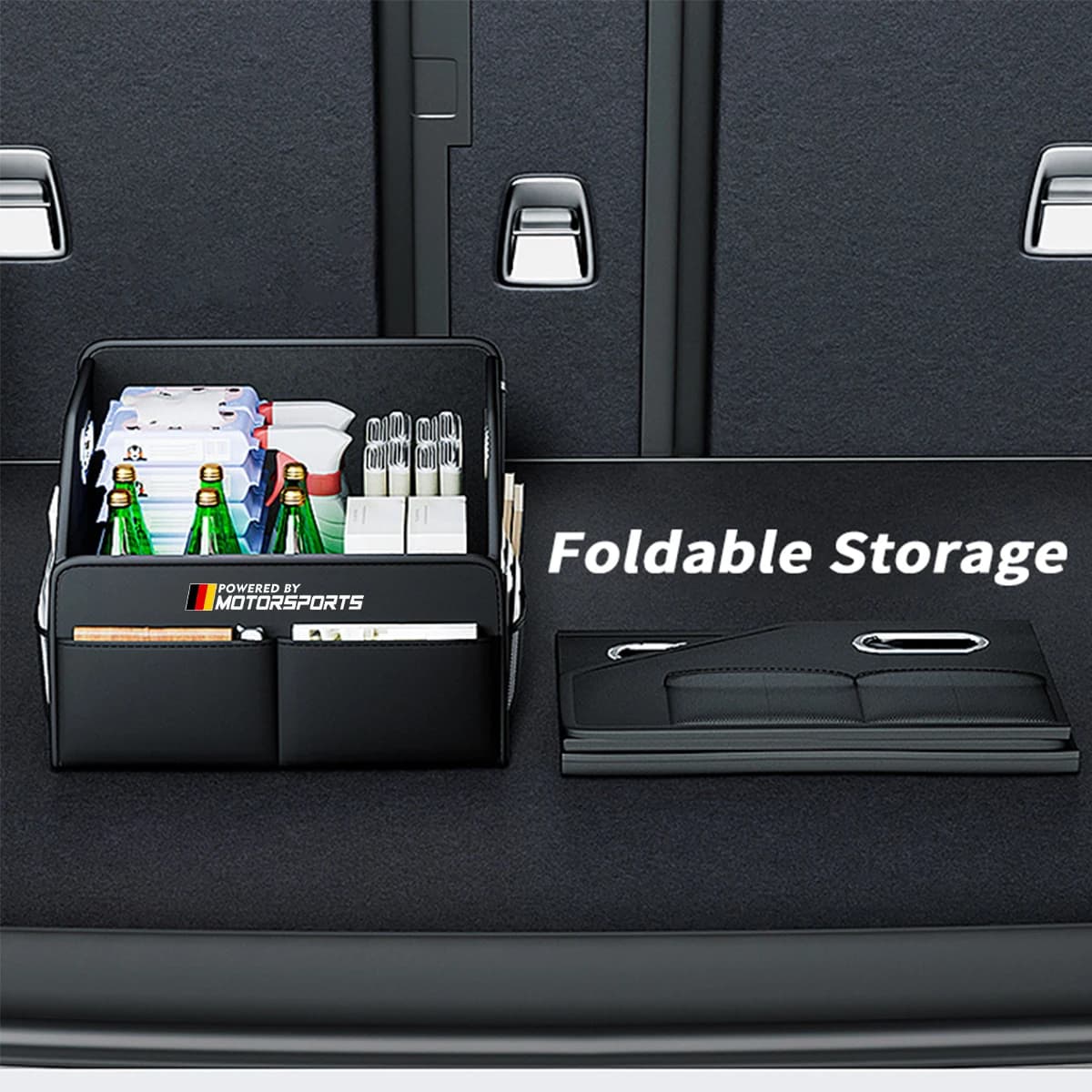 Organizzatore multiuso per bagagliaio posteriore pieghevole per bagagliaio per auto in pelle PU per BMW 1 3 5 X Series per Audi Mercedes Benz