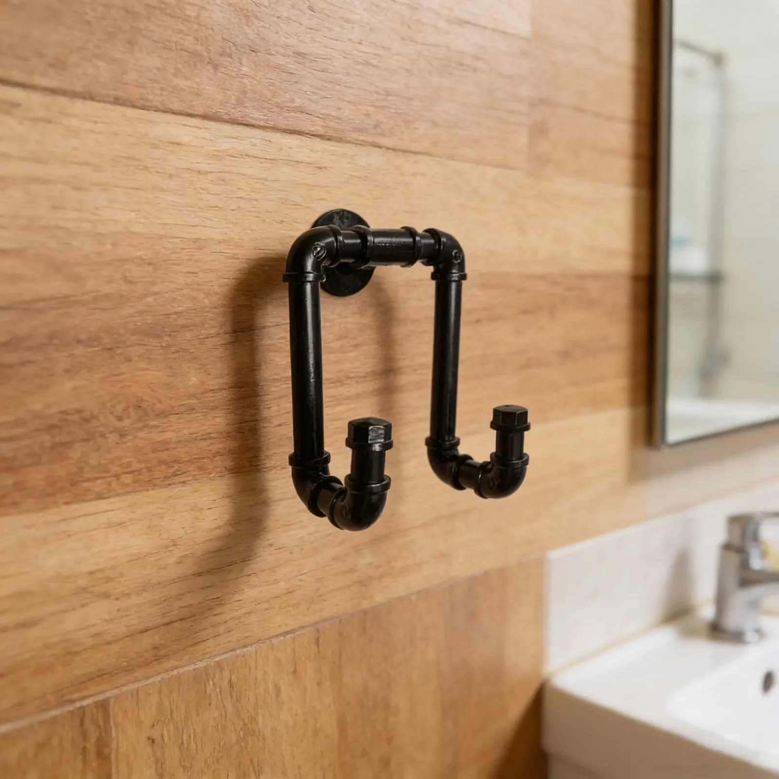 Heavy Duty Vintage Industrial Pipe Coat Hook Cast Iron Double Hanger Wall Mount Hooks for Towels Robe Clothes Backpacks