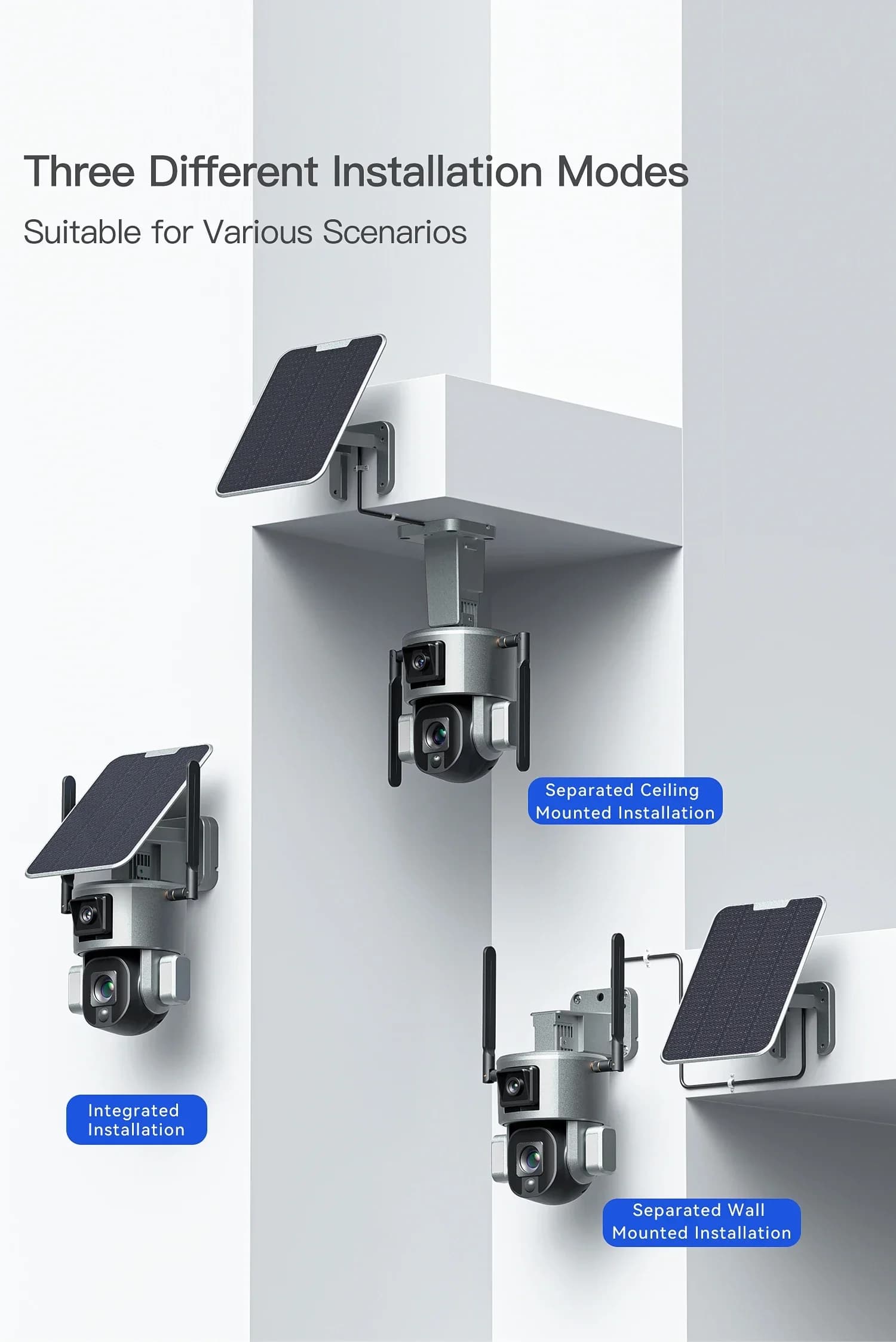 Telecamera di sorveglianza ad energia solare con scheda SIM - abilitata WiFi 4G, cupola PTZ per visione notturna da 2 MP per una sicurezza migliorata