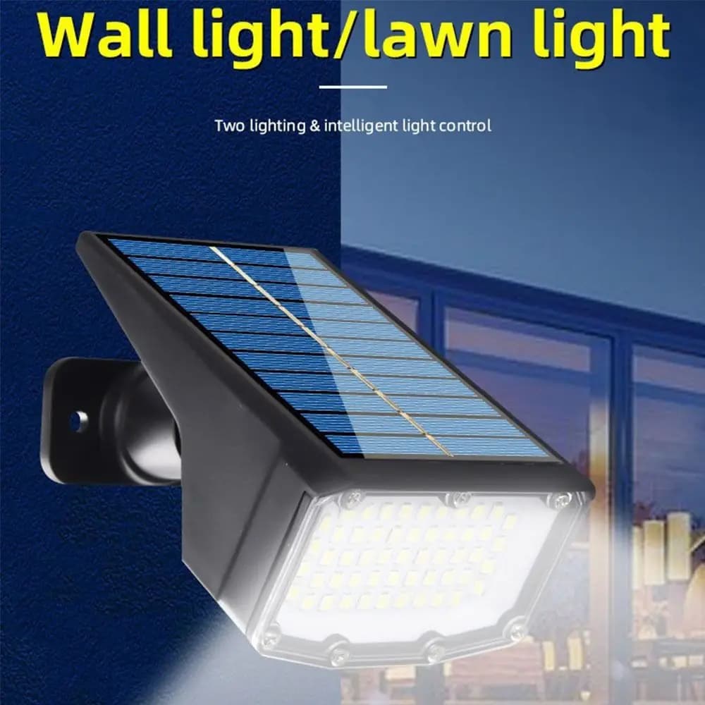 Luci Solari a Pannello Fotovoltaico Regolabili Impermeabili, Lampada Solare da Parete/Faretto 50/53 LED, Lampada da Terra per Esterni, Faretto Paesaggistico