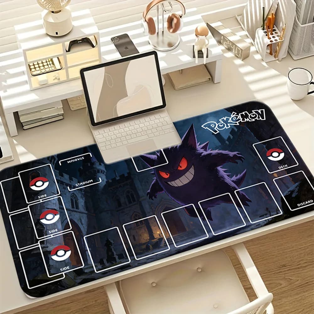 Pokemon Gengar Haunted Castle TCG Playmat Tappetino da gioco grande antiscivolo per mouse da gioco