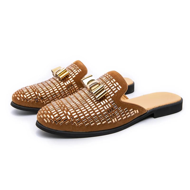 Fashion Casual Shoes, Leather Moccasins with Rhinestones British Style, Big Sizes, For Men