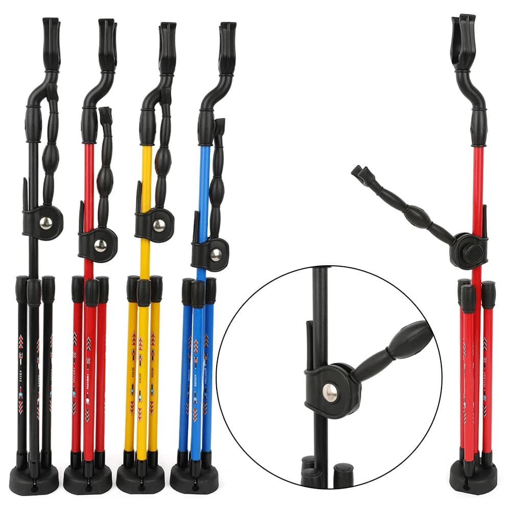 Supporto per Arco Ricurvo in Plastica PP con Aste di Supporto in Fibra di Vetro, Pieghevole e Portatile per Pratica di Tiro con l'Arco all'Aperto