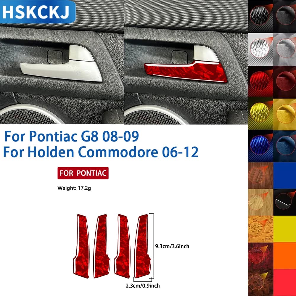 Per Pontiac G8 2008-2009 vera fibra di carbonio morbida maniglia della porta interna adesivi decorativi interni auto accessori Tirm 4 pezzi