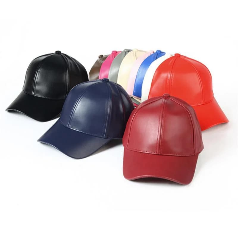 1PC unisex solid man woman baseball cap leather PU HIP HOP caps snapback hats for men baseball caps adjustable black