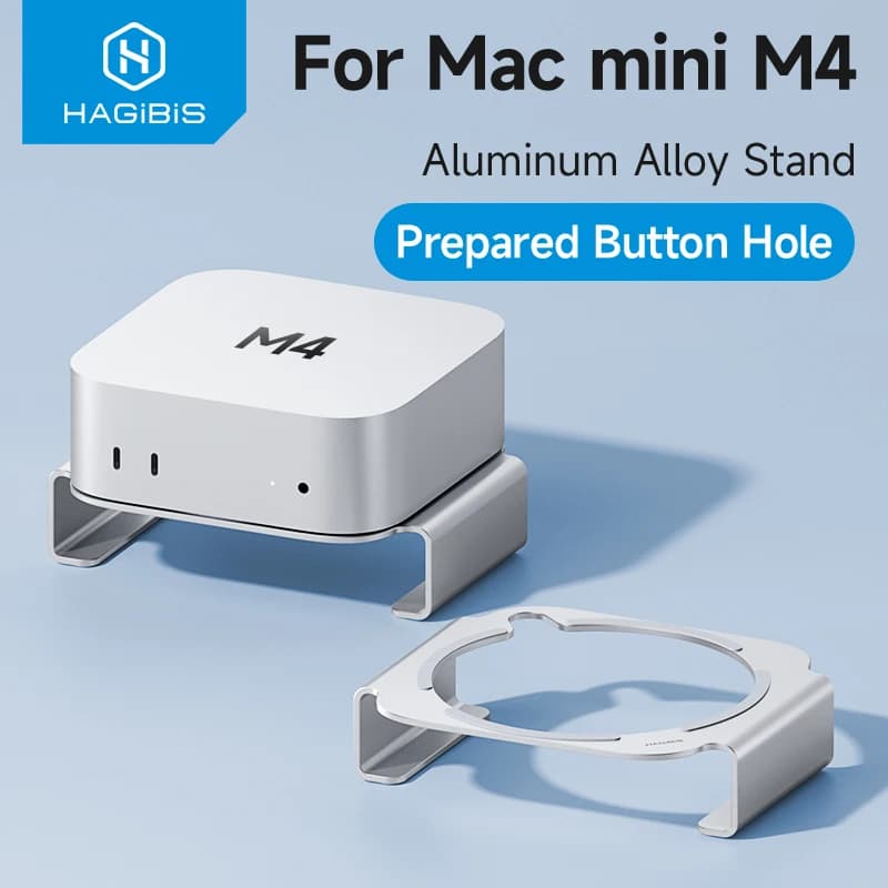 Hagibis Supporto da tavolo per Mac mini M4/M4 Pro 2024 Staffa di dissipazione del calore Supporto in lega di alluminio Dock Supporto di raffreddamento Accessori