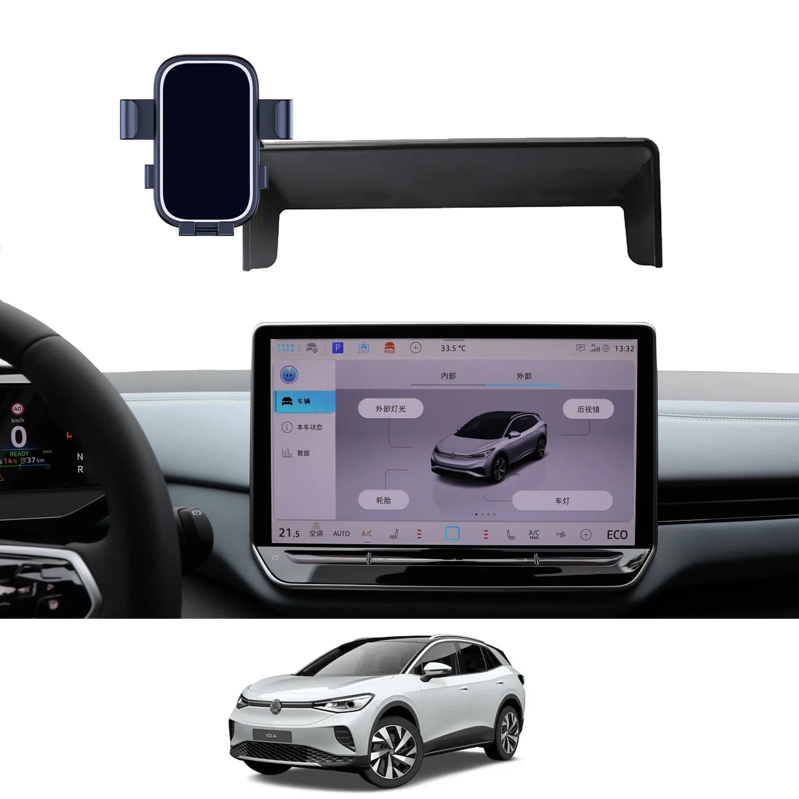 Supporto per telefono cellulare per auto per VW ID.4 2025 ID4 ID 4 (12,9 pollici) Staffa GPS Supporto di navigazione Accessori auto