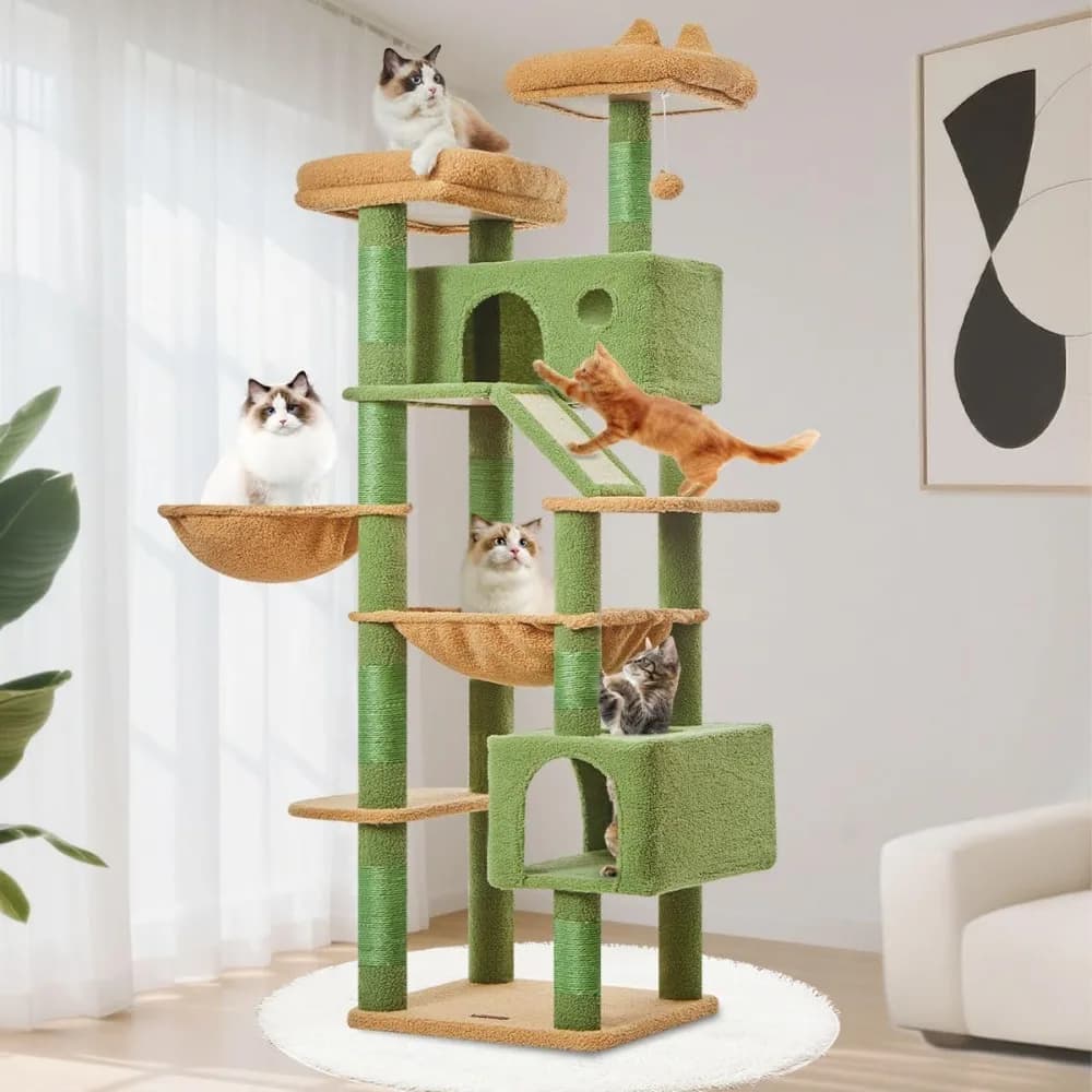 Torre per gatti da 71 pollici per gatti da interni per adulti di grandi dimensioni, condominio per gatti di grandi dimensioni multilivello, 8 tiragraffi in sisal