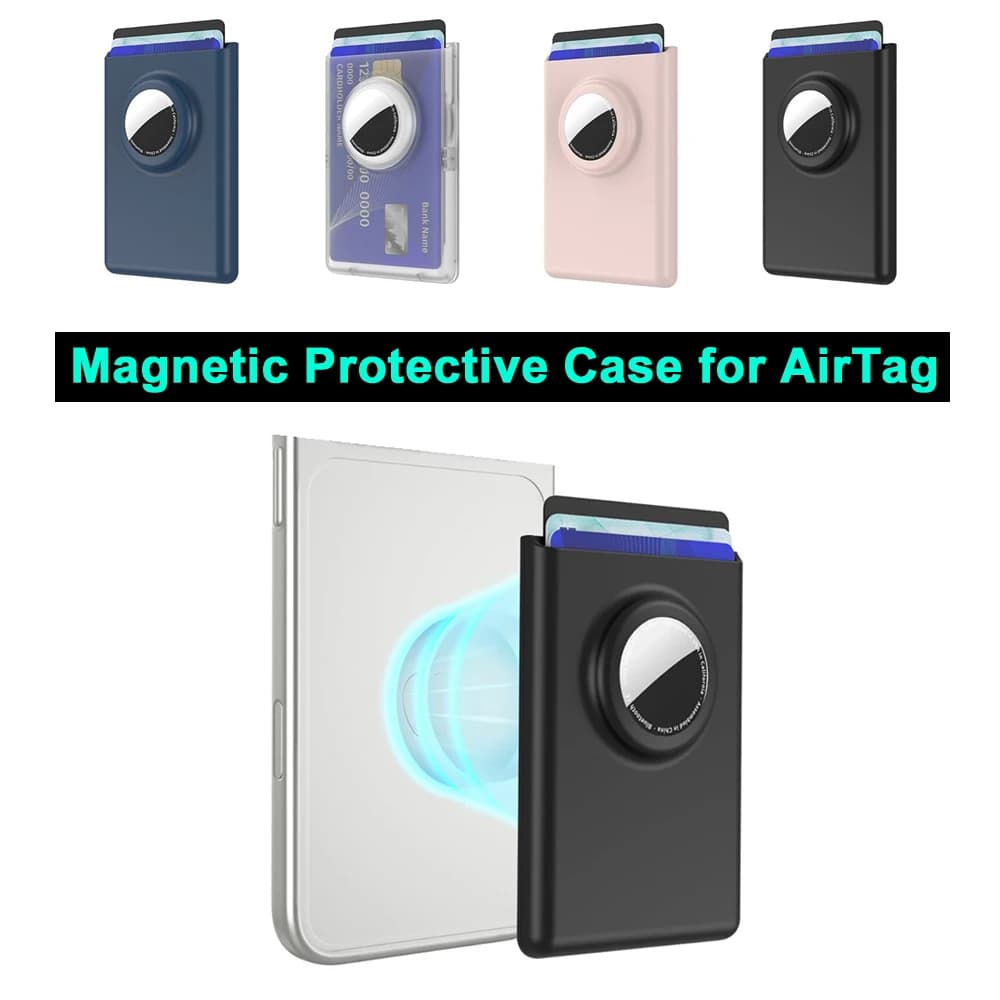 Custodia protettiva magnetica per supporto AirTag compatibile con custodie Airtag con porta carte sottili Magsafe per iPhone serie 12-17