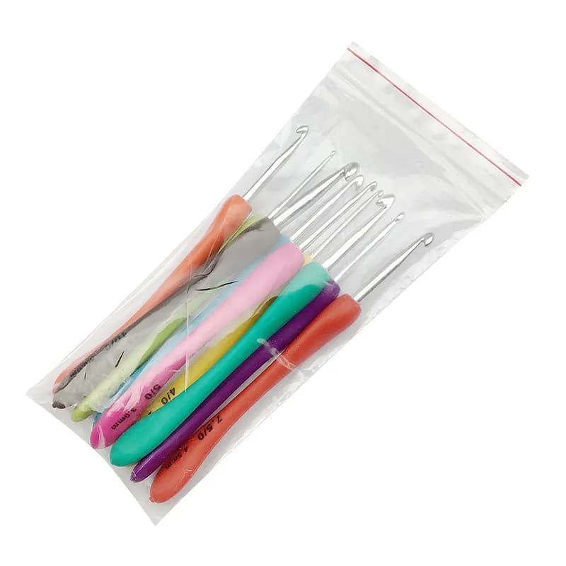 Set di ferri da maglia con manico in plastica morbida colorata, set di uncinetti da 2,0-6,0 mm