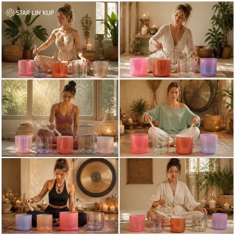 STAR LIN KUP 432Hz Seven Chakras Crystal Singing Bowl Alchemy Colorway with Mallet Bag Accessories for Meditation Yoga