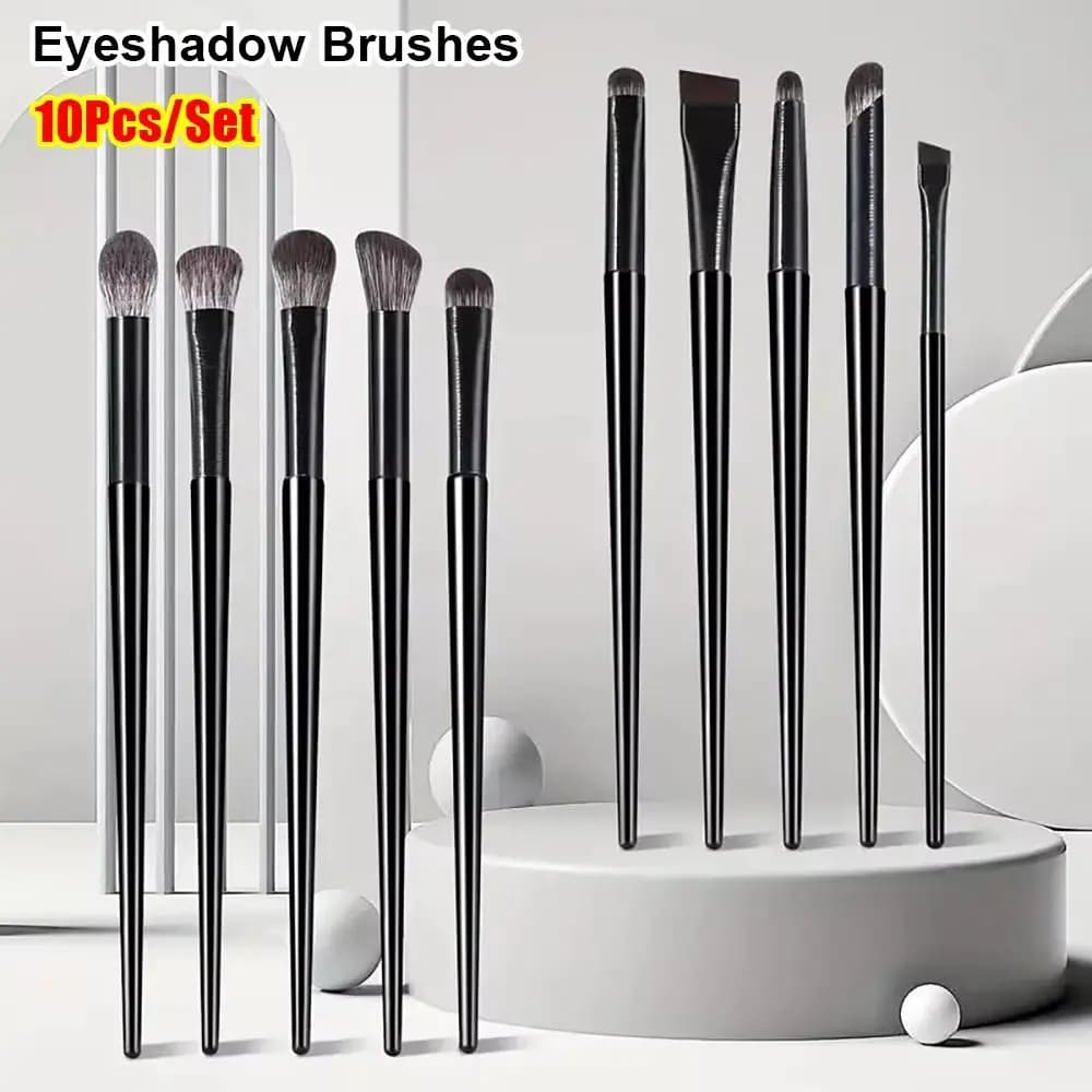 Set di 10 Pennelli per Dettagli Occhi, Pennelli per Ombretto con Setole Morbide, Pennello Piccolo per Eyeliner, Pennello per Sfumature e Eyeliner