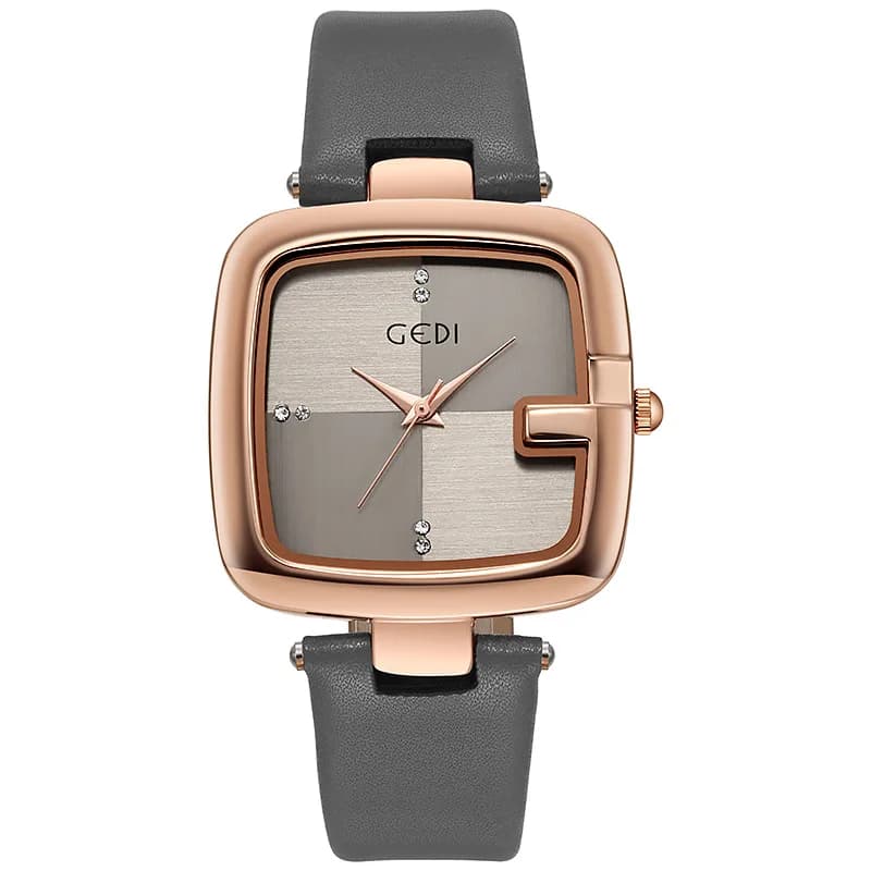 Fashion Gedi Top Brand Light Luxury Large Square Dial nicchia da donna cinturino in pelle di fascia alta al quarzo orologi da polso regalo impermeabili