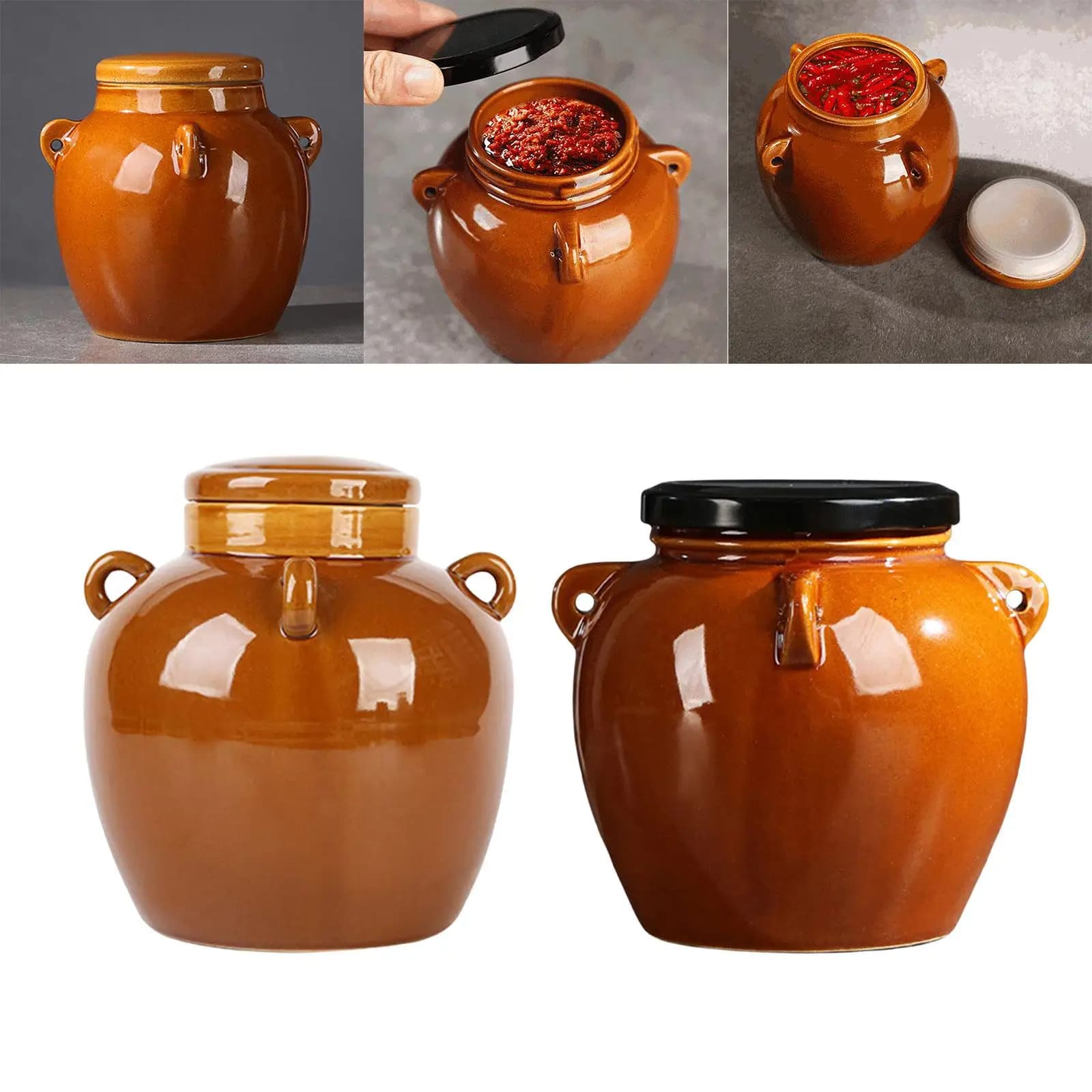 Barattolo portaoggetti in ceramica con coperchio Set di decorazioni tradizionali per la sala da pranzo con sottaceti