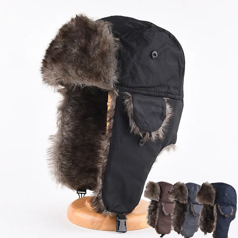 Men Winter Trapper Aviator Trooper Windscreens Hot Russian Raincoat Ski hat Bomber Berretto Russian Warm Protections For Eyelets Hats